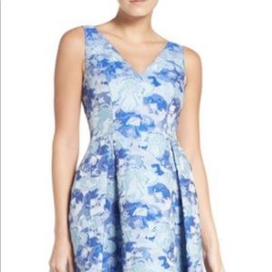 Adrianna Pappell - Blue floral fit and flare dress